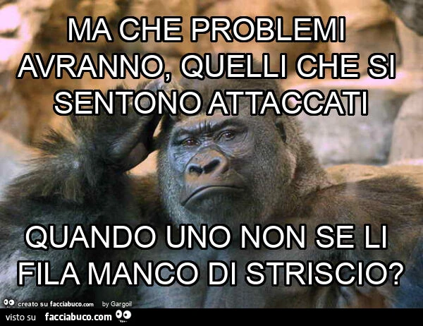Ma che problemi avranno, quelli che si sentono attaccati quando uno non se li fila manco di striscio?
