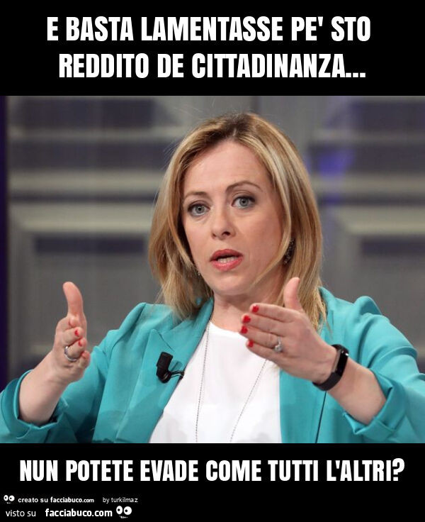 E basta lamentasse pè sto reddito de cittadinanza… nun potete evade come tutti l'altri?