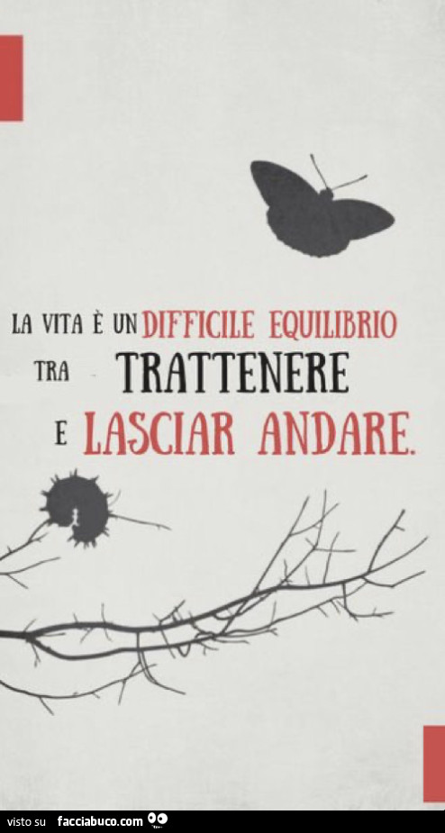 La vita è un difficile equilibrio tra trattenere e lasciar andare