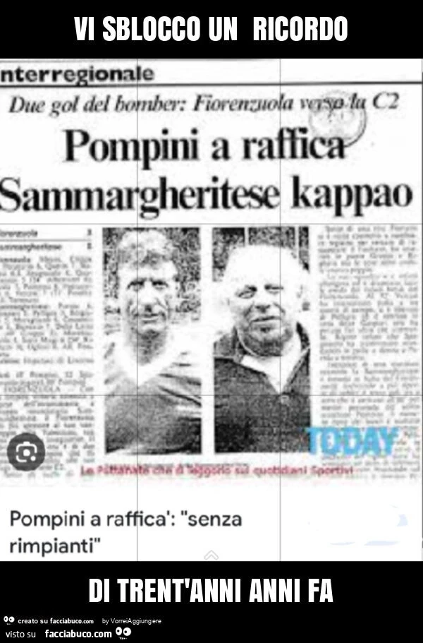 Vi sblocco un ricordo di trent'anni anni fa