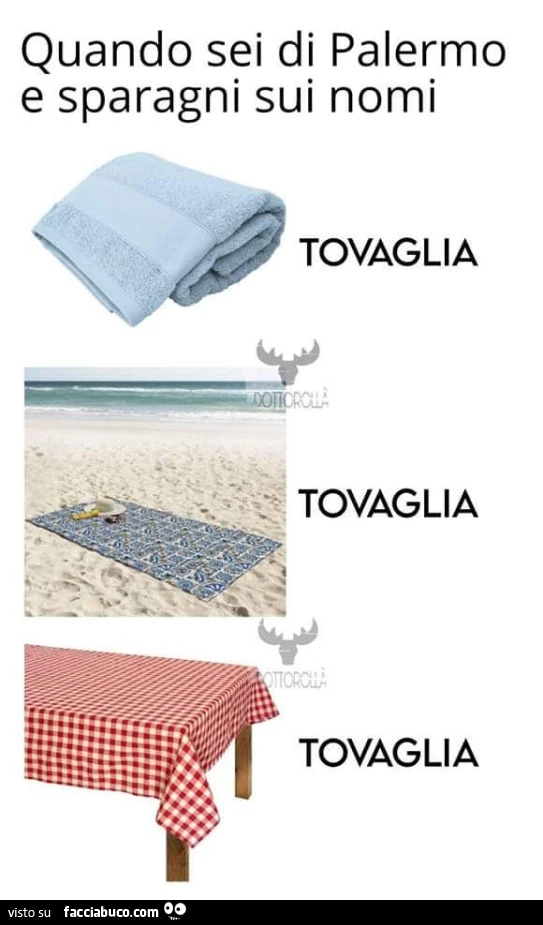 Quando sei di palermo e sparagni sui nomi. Tovaglia tovaglia tovaglia