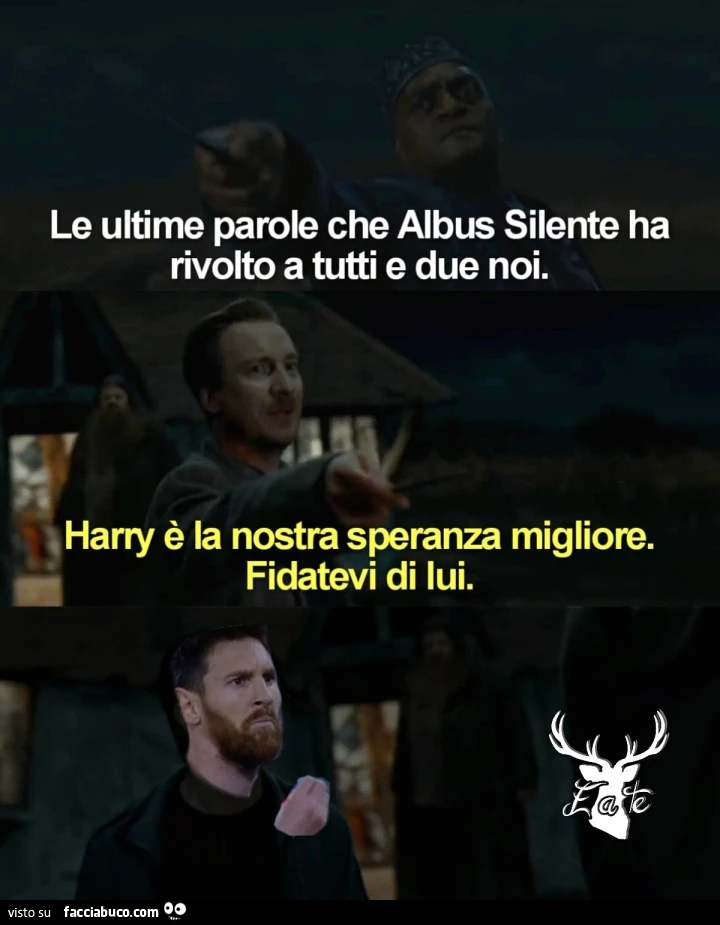 Le ultime parole che albus silente ha rivolto a tutti e due noi. Harry รจ la nostra speranza migliore. Fidatevi di lui