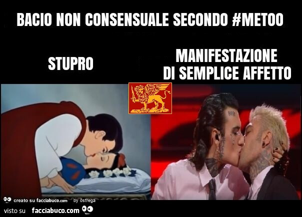 Bacio non consensuale secondo #metoo stupro manifestazione di semplice affetto