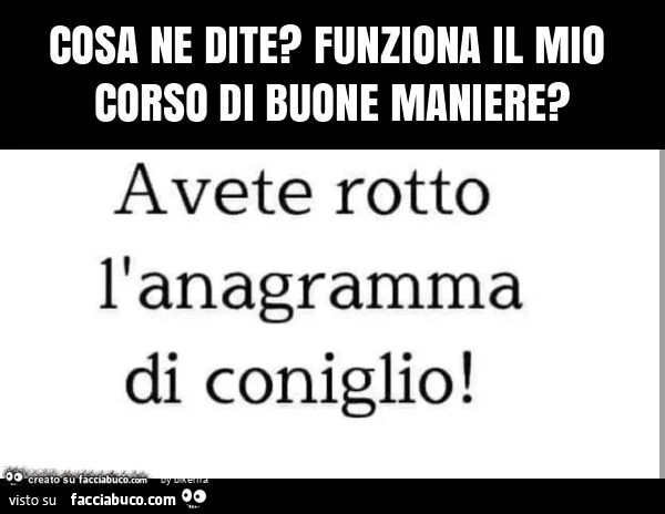 Cosa ne dite? Funziona il mio corso di buone maniere?
