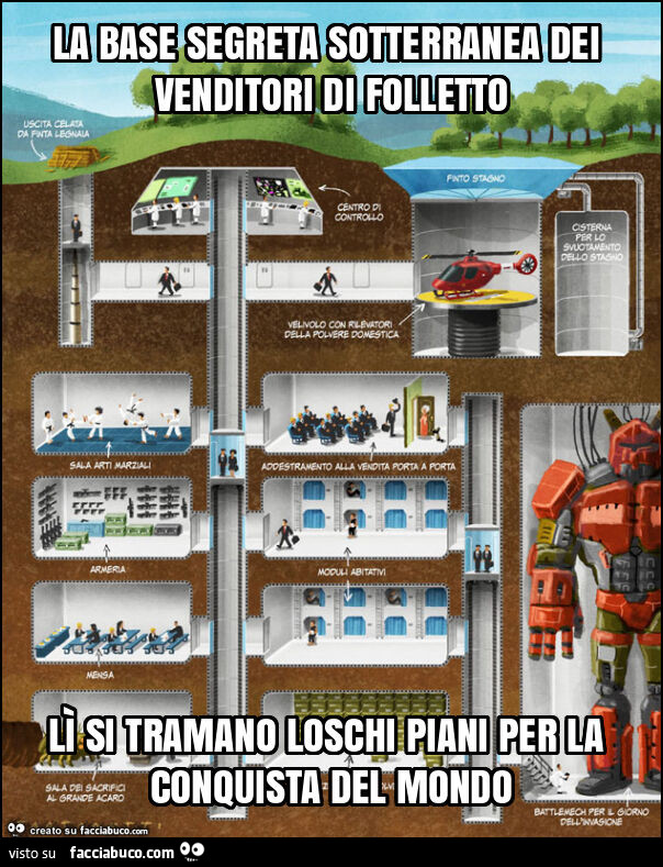 La base segreta sotterranea dei venditori di folletto lì si tramano loschi piani per la conquista del mondo