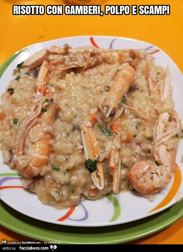 Risotto con gamberi, polpo e scampi