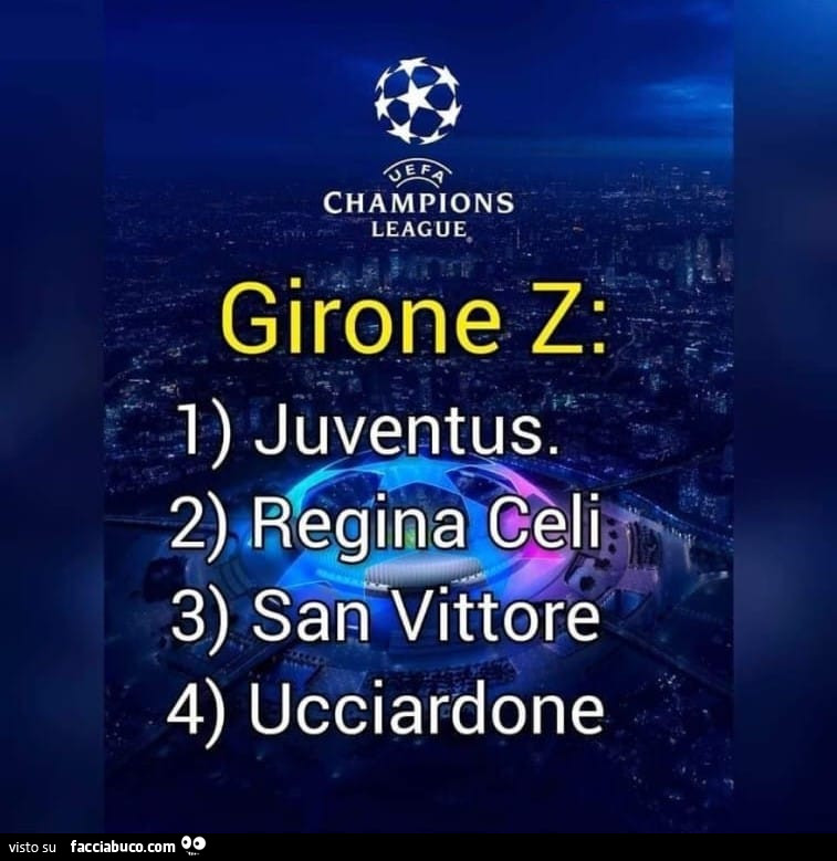 Girone z: juventus, regina Celi, san vittore, ucciardone