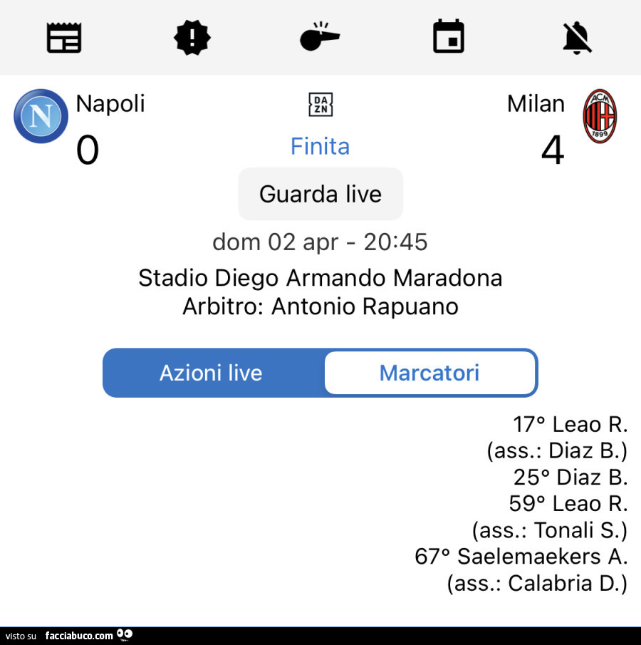 Napoli 0 Milan 4