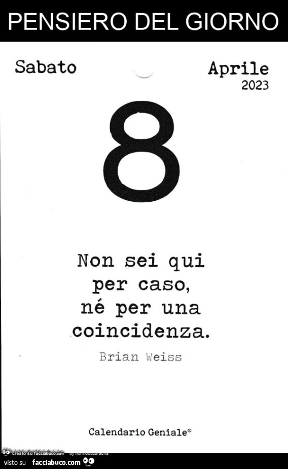 Pensiero del giorno. Non sei qui per caso, né per una coincidenza. Brian Weiss