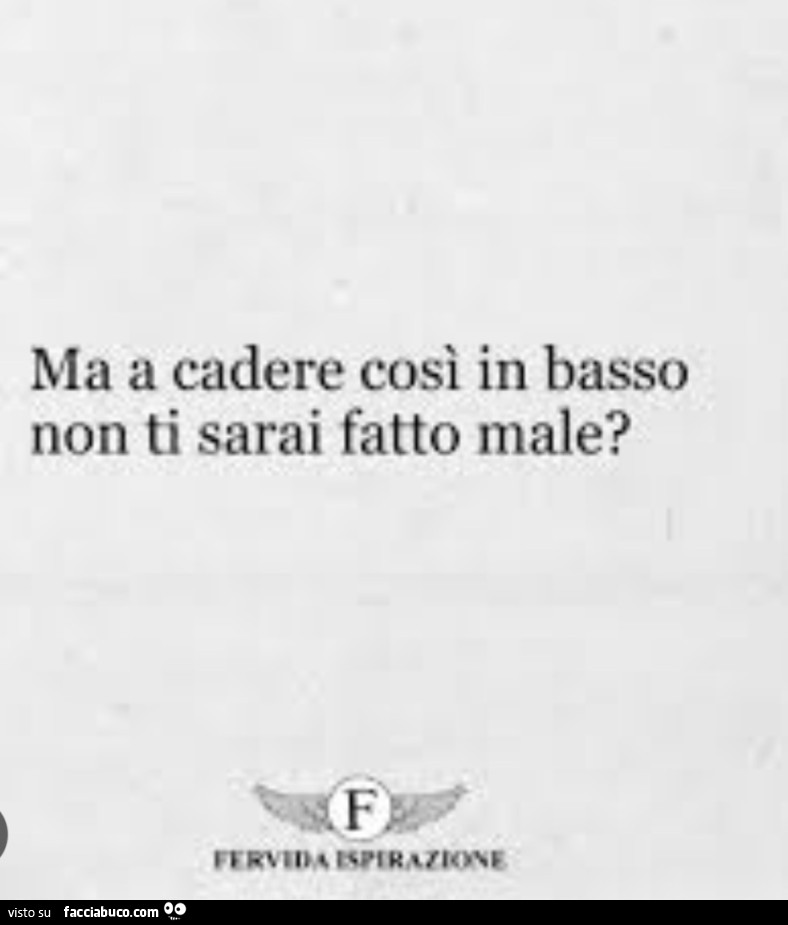 Ma a cadere così in basso non ti sarai fatto male?
