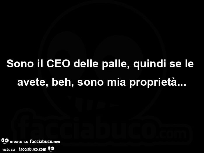 Sono il ceo delle palle, quindi se le avete, beh, sono mia proprietà