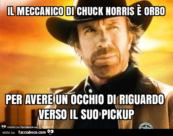 Il meccanico di chuck norris è orbo per avere un occhio di riguardo verso il suo pickup