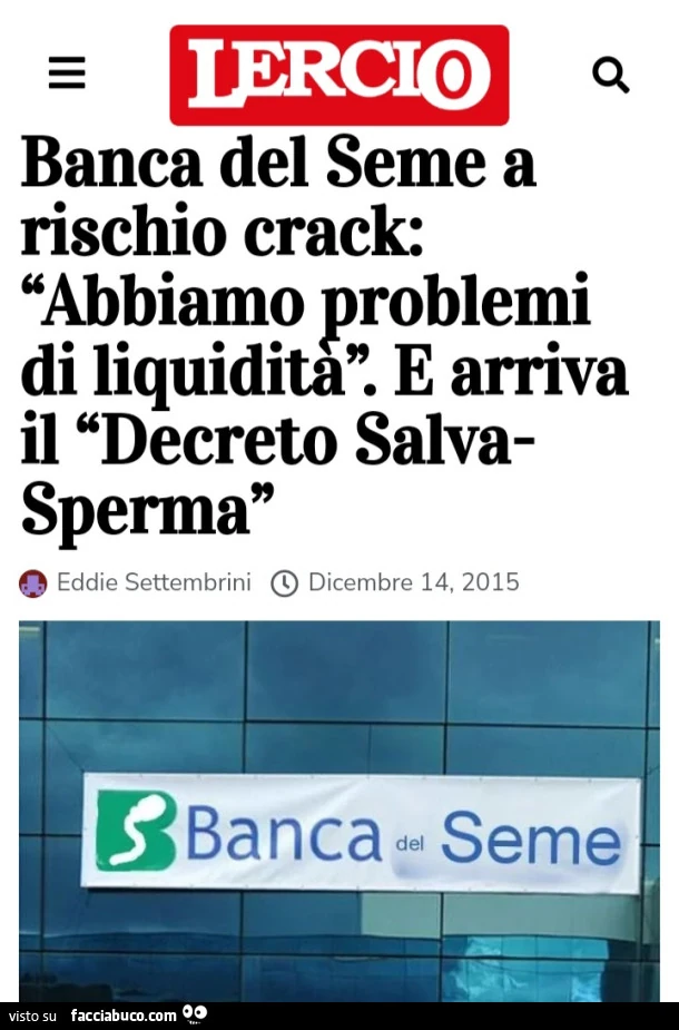 Banca del seme a rischio crack abbiamo problemi di liquidità