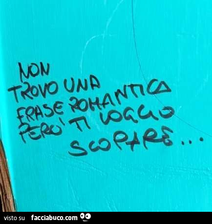 Non trovo una frase romantica però ti voglio scopare
