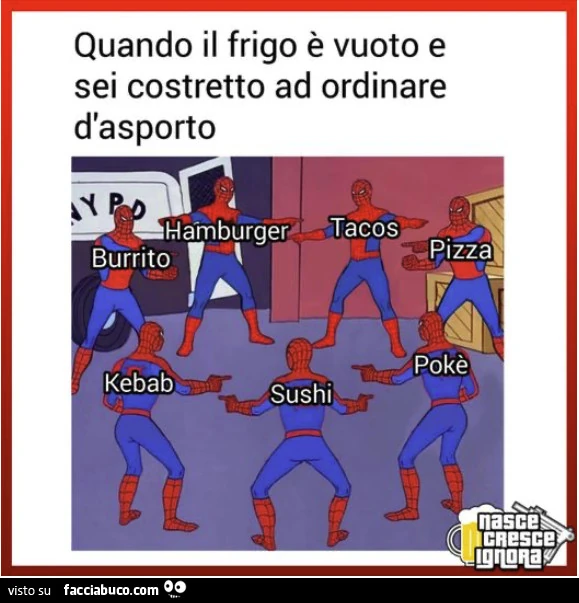 Quando il frigo è vuoto e sei costretto ad ordinare d'asporto