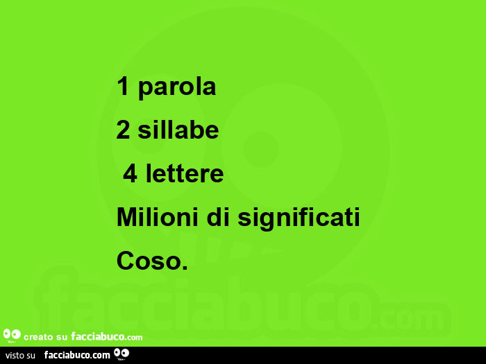 1 parola 2 sillabe 4 lettere milioni di significati coso - Facciabuco.com