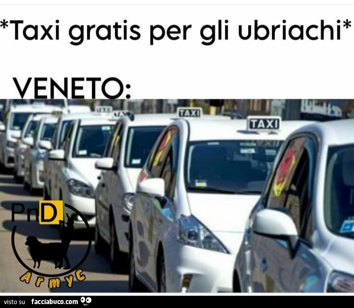 Taxi gratis per gli ubriachi Veneto