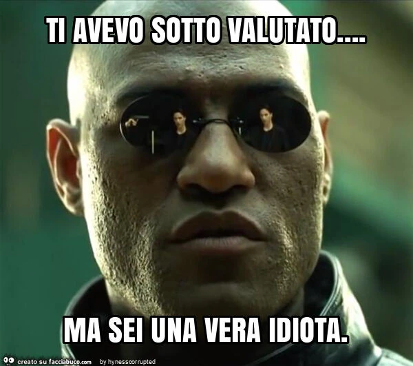 Ti avevo sotto valutato&hellip; ma sei una vera idiota