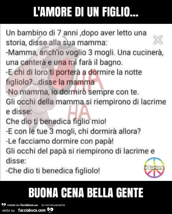 L'amore di un figlio&hellip; buona cena bella gente