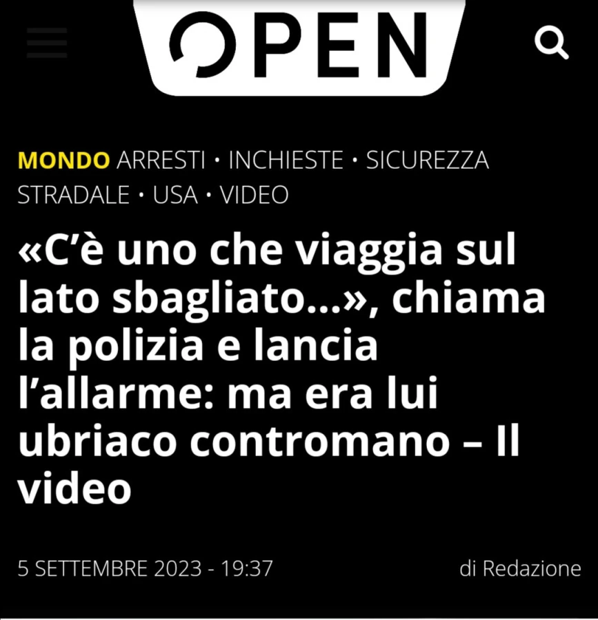 Ubriaco polizia contromano