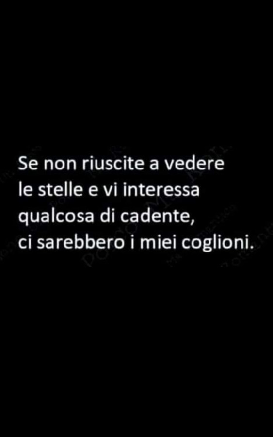 Se non riuscite a vedere le stelle e vi interessa qualcosa di cadente, ci sarebbero i miei coglioni