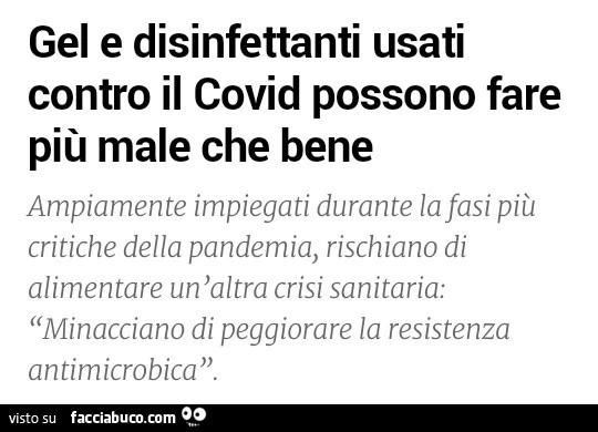 Gel e disinfettanti usati contro il covid possono fare più male che bene