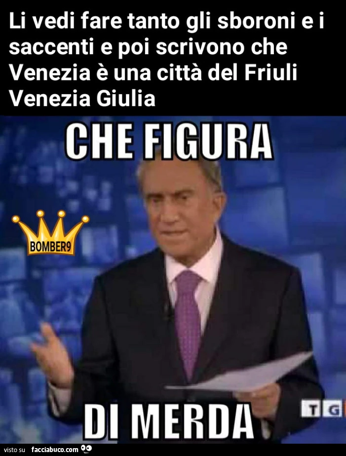 Li vedi fare tanto gli Sboroni e i saccenti e poi scrivono che Venezia รจ una cittร del Friuli Venezia Giulia