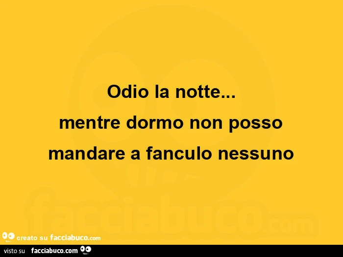 Odio la notte&hellip; mentre dormo non posso mandare a fanculo nessuno