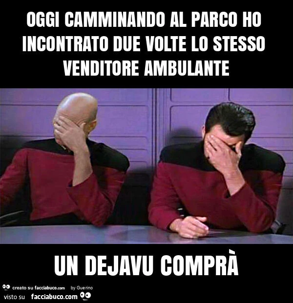 Oggi camminando al parco ho incontrato due volte lo stesso venditore ambulante un dejavu comprà