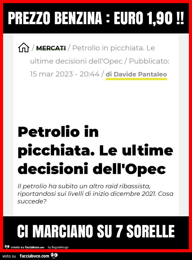 Prezzo benzina: euro 1,90! Ci marciano su 7 sorelle