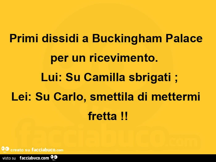 Primi dissidi a buckingham palace per un ricevimento.  Lui: su camilla sbrigati; lei: su carlo, smettila di mettermi fretta