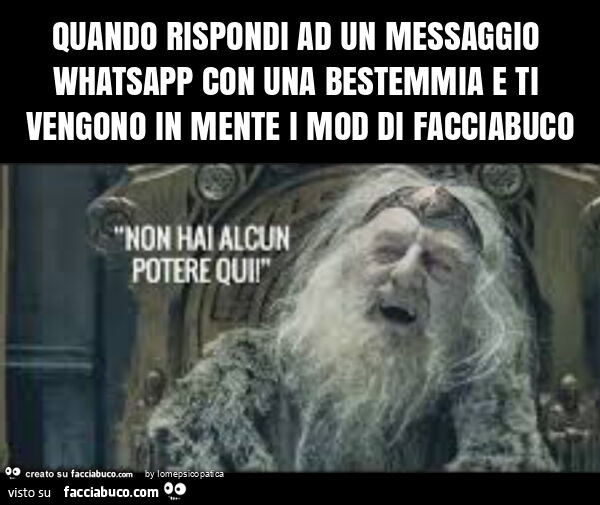 Quando rispondi ad un messaggio whatsapp con una bestemmia e ti vengono in mente i mod di facciabuco