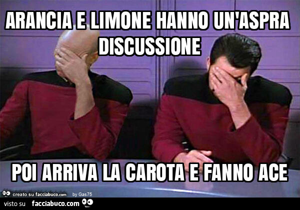 Arancia e limone hanno un'aspra discussione poi arriva la carota e fanno ace
