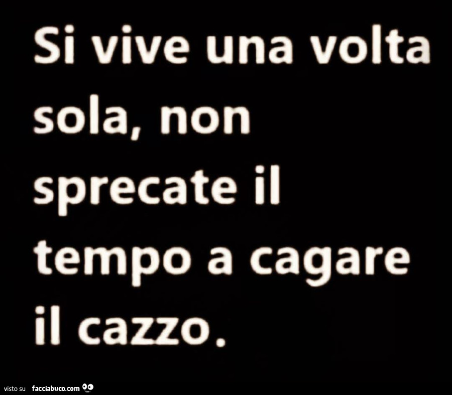 Si Vive Una Volta Sola Non Sprecate Il Tempo A Cagare Il Cazzo Facciabuco Com