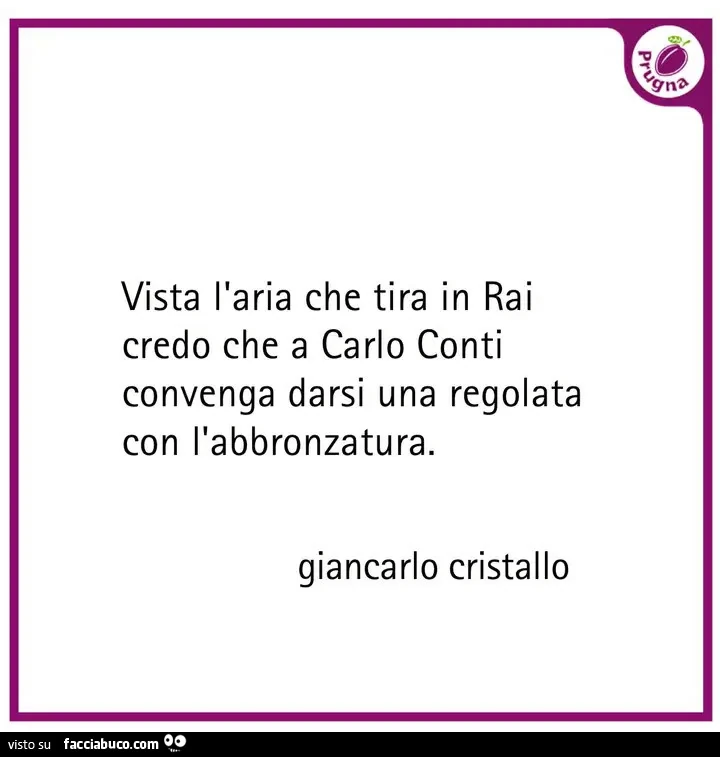 Vista l'aria che tira in rai credo che a carlo conti convenga darsi una regolata con l'abbronzatura