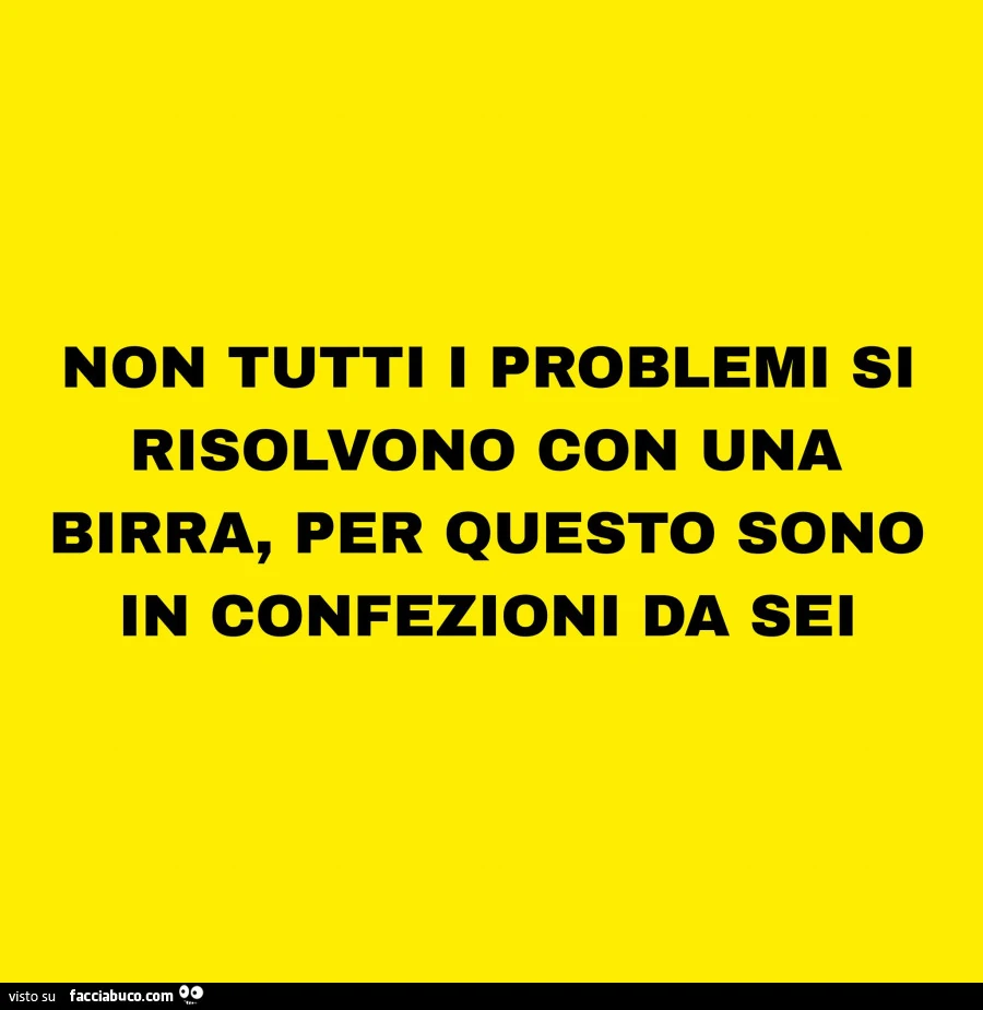 Non tutti i problemi si risolvono con una birra, per questo sono in confezioni da sei