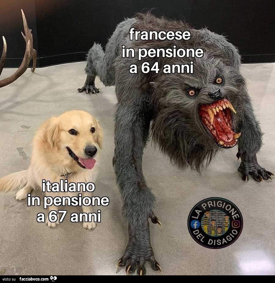 Francese in pensione a 64 anni. Italiano in pensione a 67 anni