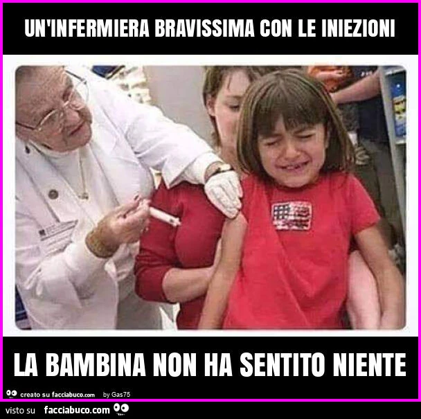 Un'infermiera bravissima con le iniezioni la bambina non ha sentito niente