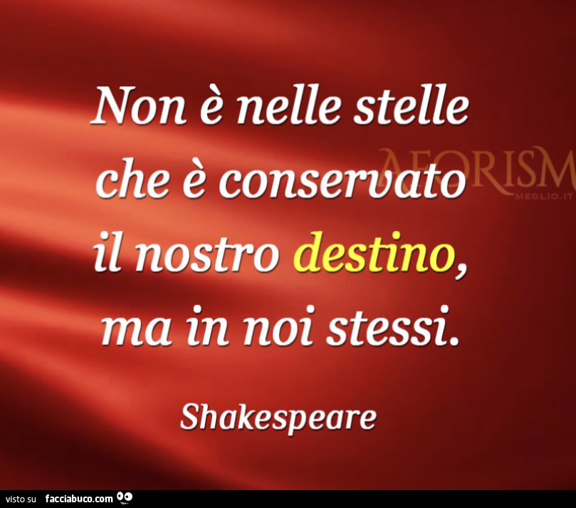 Non è nelle stelle che è conservato il nostro destino, ma in noi stessi. Shakespeare