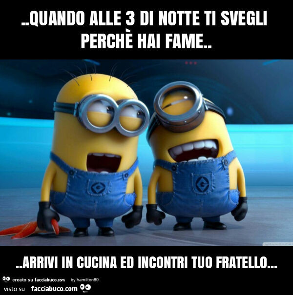Quamdo alle 3 di notte ti svegli perchè hai fame… arrivi in cucina ed incontri tuo fratello