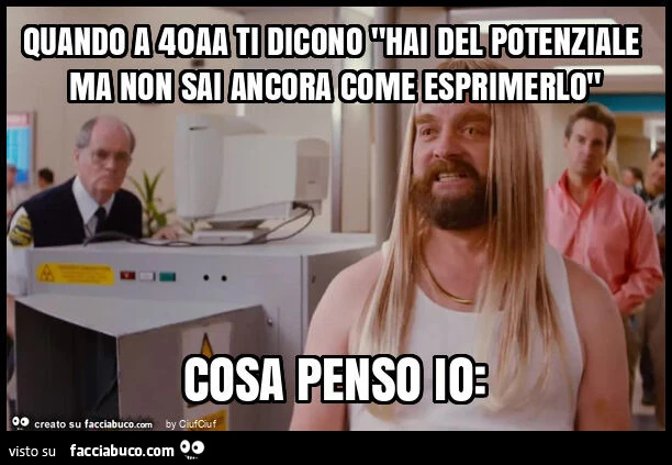 Quando a 40aa ti dicono "hai del potenziale ma non sai ancora come esprimerlo" cosa penso io