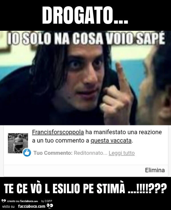 Drogato&hellip; te ce vò l esilio pe stimà&hellip; !?