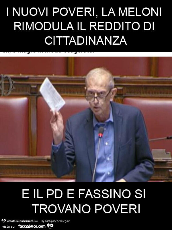 I nuovi poveri, la meloni rimodula il reddito di cittadinanza e il pd e fassino si trovano poveri
