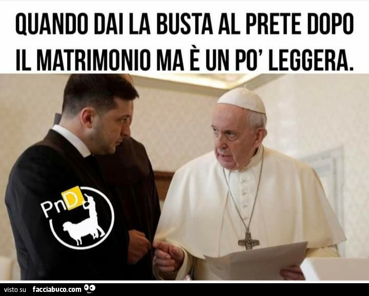 Quando dai la busta al prete dopo il matrimonio ma è un po leggero