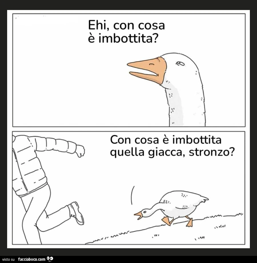 Ehi, con cosa è imbottita? Con cosa è imbottita quella giacca, stronzo?