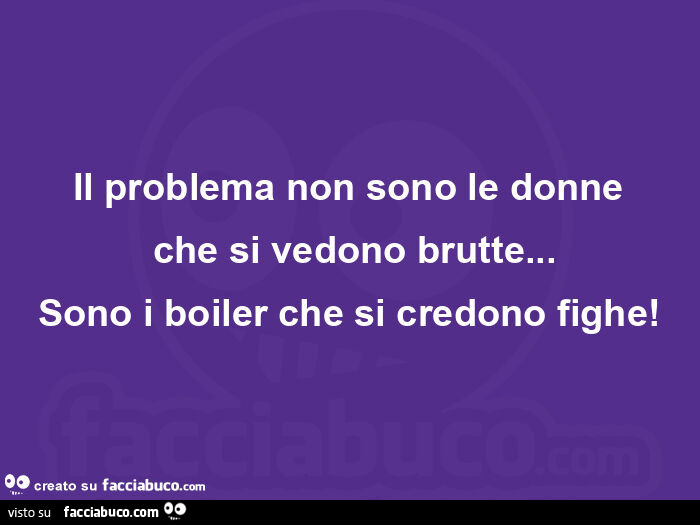 Il problema non sono le donne che si vedono brutte… sono i boiler che si credono fighe