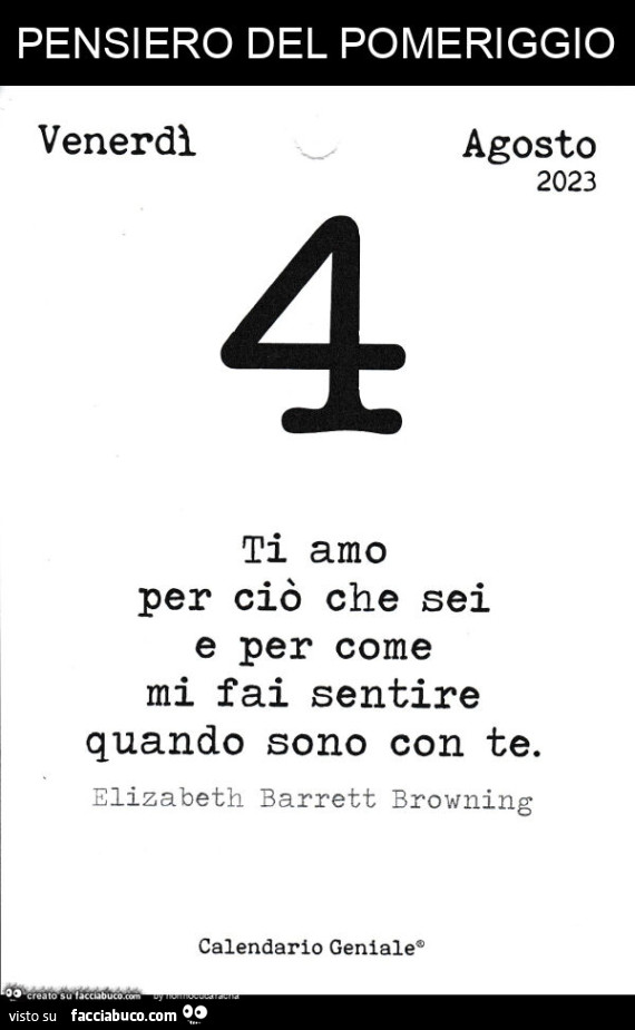 Pensiero del pomeriggio. Ti amo per ciò che sei e per come mi fai sentire quando sono con te