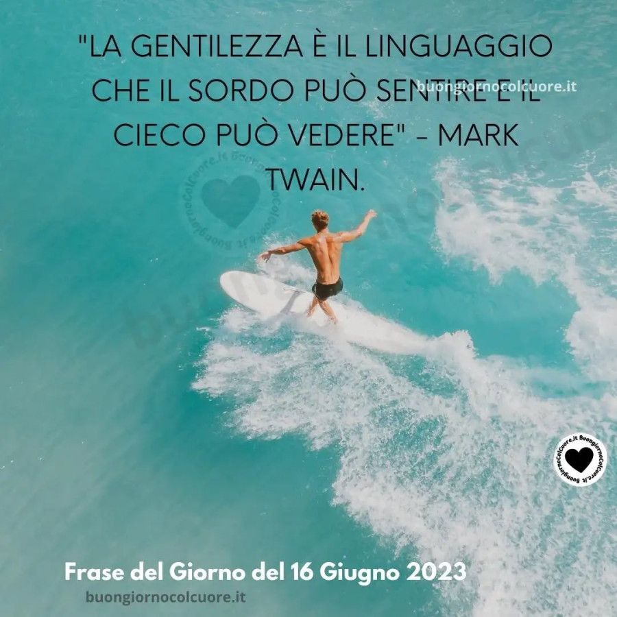 La gentilezza è il linguaggio che il sordo può sentire e il cieco può vedere frase del giorno del 16 giugno buongiornocolcuore. It