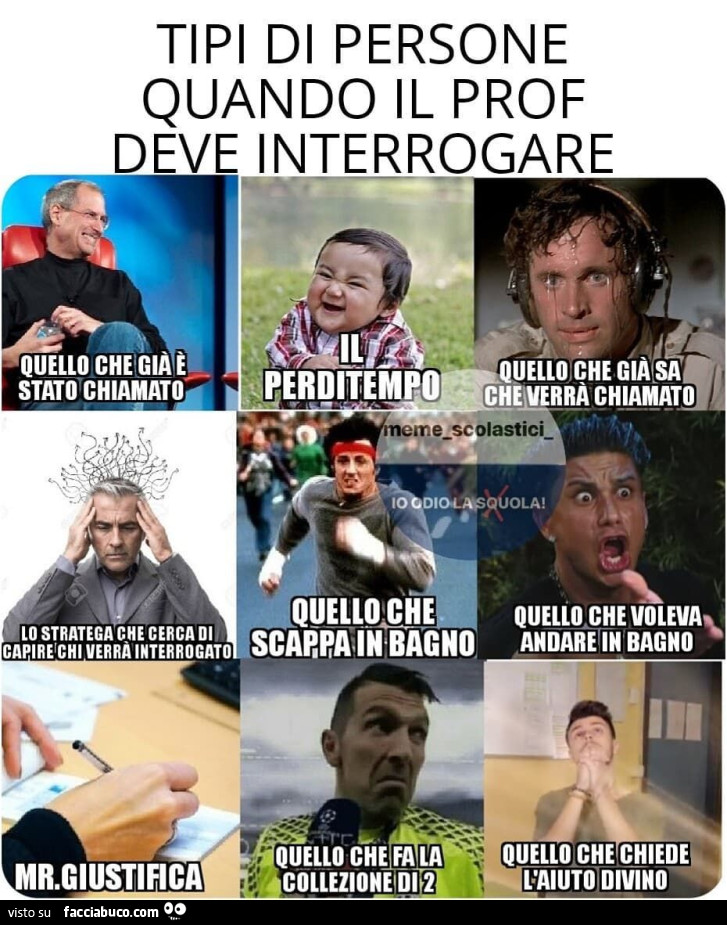 Meme sugli insegnanti delle scuole medie