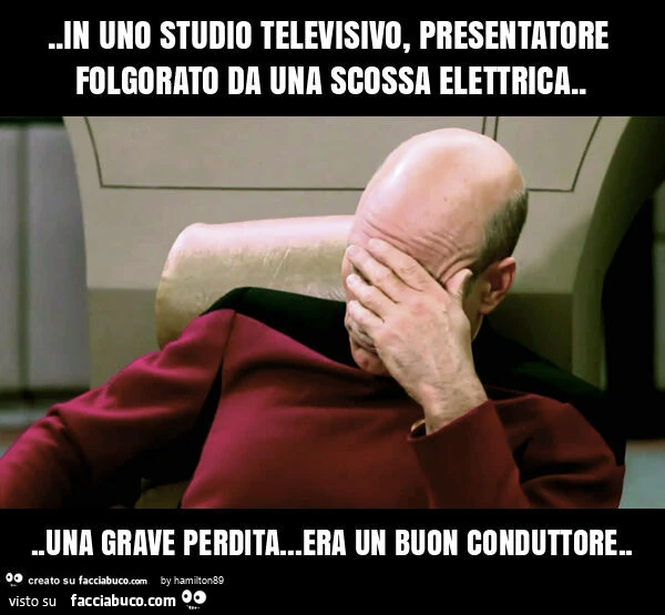 In uno studio televisivo, presentatore folgorato da una scossa elettrica&hellip; una grave perdita&hellip; era un buon conduttore